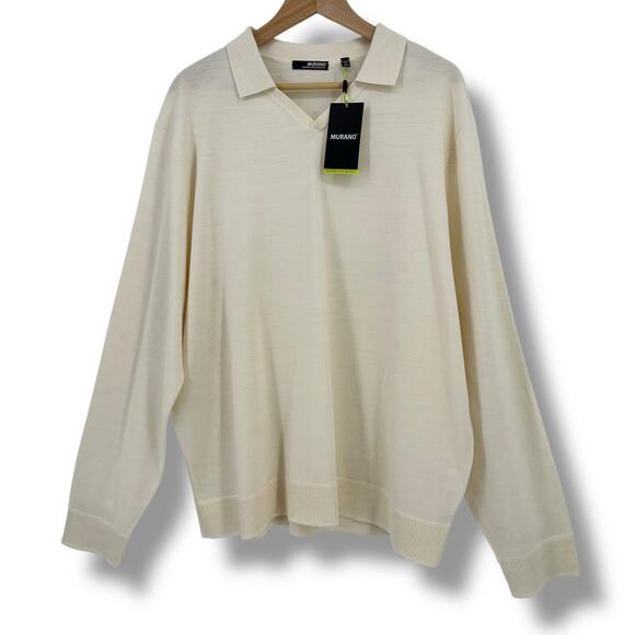 Murano Cream Split Neck Collar Sweater Mens Size XXL - Picture 1 of 6